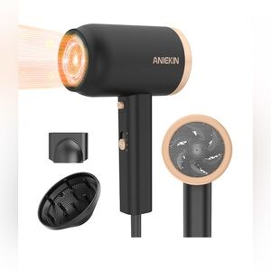 Aniekin Black Hair Dryer with Attachments